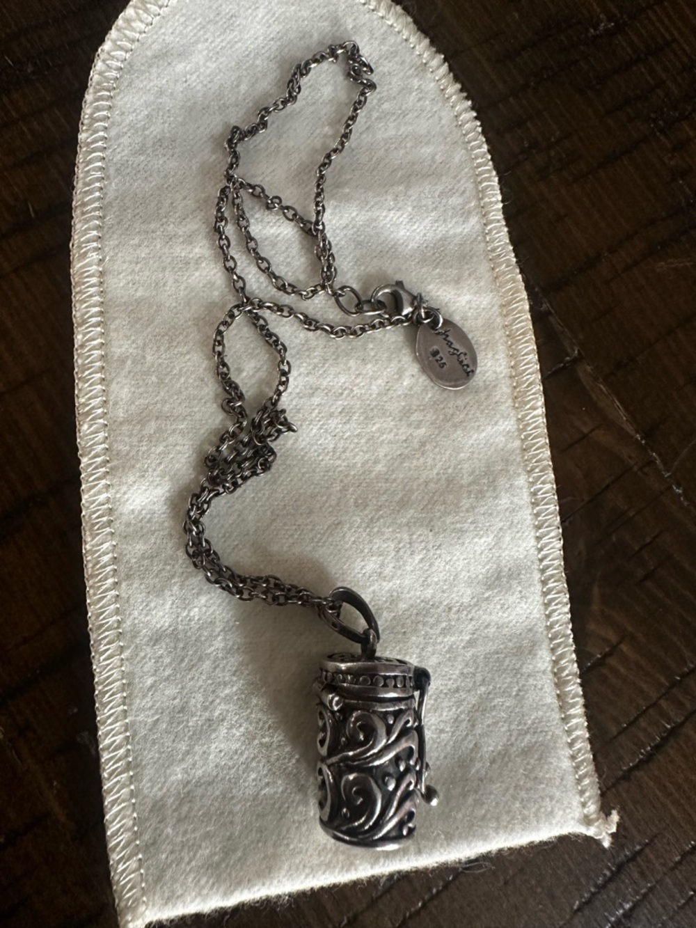 Vintage Sterling Silver Prayer Box Necklace